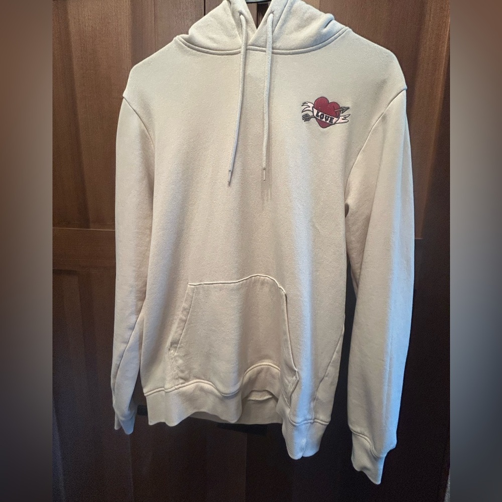 H&M "Love" Hoodie Men's Size XS Regular Fit Cream